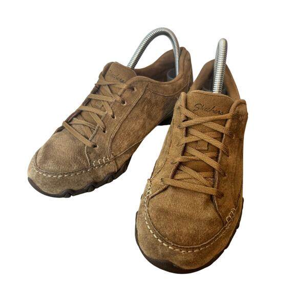 Skechers Bikers Contained Sneakers Women 8 Brown Relaxed Fit Suede Leather - Picture 6 of 10